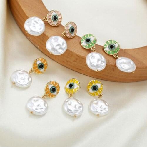 Vintage Ethnic Eye Drop Earring for Women Retro Pearl Dangle Earrings 2021 New Design Fashion Jewelry for Gift Party SR1131