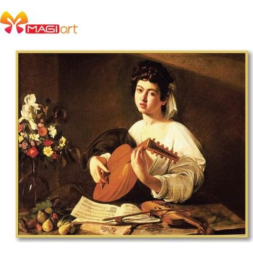 Cross stitch kits Embroidery needlework sets 11CT water soluble canvas patterns 14CT Full portrait Piano player-NCMP115