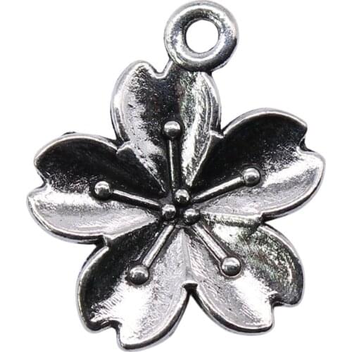 WYSIWYG 10pcs 20x16mm Vintage Flower Pendants Charm For Jewelry Making Antique Bronze Color Flower Pendants Charm Flower
