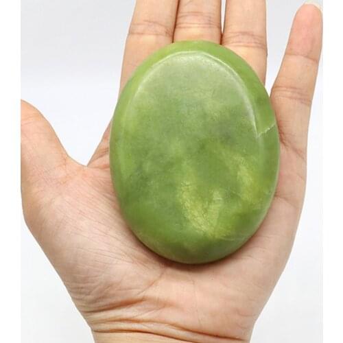Green Jade Massage Hot Rock Warmer Heater Stone for Body Relaxing Skin Care and Pain Ease(5 x 6cm,6 x 8cm
