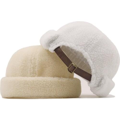 Winter Women Street Casual Docker Sailor Biker Hat Loop Beanie Brimless Cap Fashion Unisex Pumpkin Vintage Wool Beanies