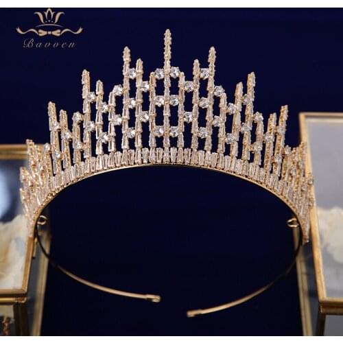 Princess Crystal Zircon Wedding Crown Headpieces Bridal Tiara Headbands Hair Accessories Brides Evening Hair Jewelry