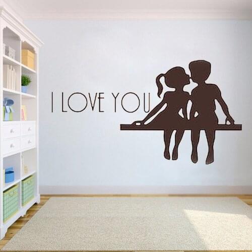 1 Piece Self Adhesive Wall Sticker Valentines Day decoration Vinyl Cute Cartoon Lovers Home Bedroom Wall Decal decor HY591