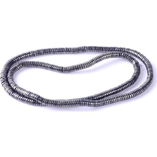 1pack/lot 1*4mm Natural stone Bright Hematite beads Round wave shape new Loose Beads for DIY Necklace Bracelet Jewelry Making