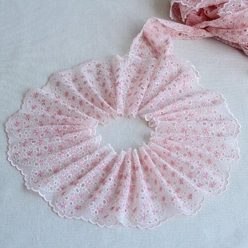 2Yards pink Exquisite Embroidered Flower Lace Trim High Quality Lace Fabric DIY Craft&Sewing Dress Clothing Accessories