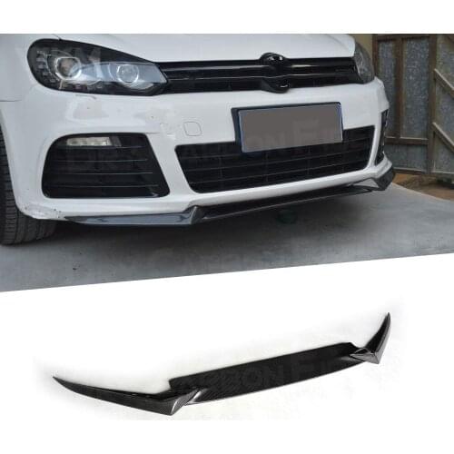 3PCS Carbon Fiber Car Front Bumper Lip Spoiler Splitters Apron For Volkswagen VW Golf 6 VI MK6 R20 2010-2013 Head Shovel FRP