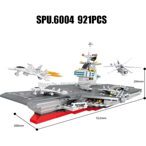 6449 921pcs Military Army Maritime Aircraft Carrier Fighter Building Block Toy