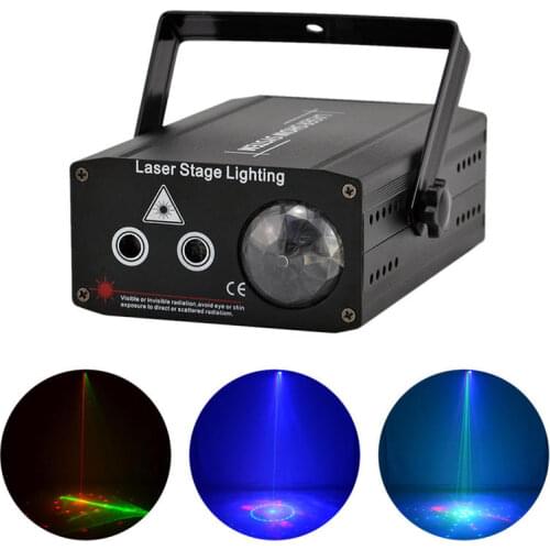 AUCD Mini 2 Eyes Red Green RG Gobo Projector Laser Lights Mix Blue LED Aurora DJ Home Party Holiday Show Stage Lighting DJ610