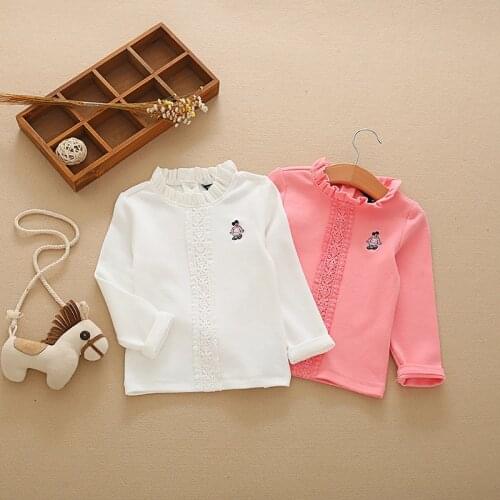 BBD Toddler Girls T-Shirt New Children Spring Cotton Solid O-Neck Embroidered Fashion Novelty Tops Infants 4 5 6 7 Years Clothes