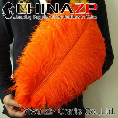 CHINAZP Factory Size from 16" to 18" (40~45cm) 50pcs/lot Top Quality Dyed Orange Ostrich Feathers