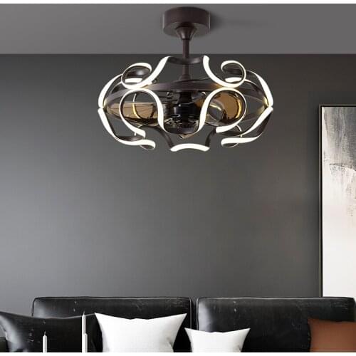 Decorativ AC DC LED Postmodern Iron Copper Acryl Ceiling Fan with lights LED Ceiling Light.Ceiling Lamp For Foyer