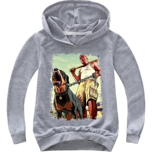Gray Kids Hoodies Boys Sweatshirt gta 5 Boys Outwear GAT Hooded Street Fight Long Costumes Clothes Shirts Childrens Sweatshirts