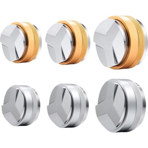 Coffee Distributor Leveler Tool Base Coffee Press Coffee Powder Hammer for 51/53/58mm Portafilter (Silver/Golden)