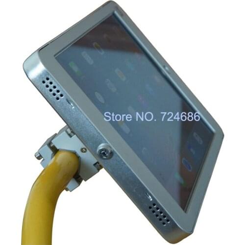 For 12.9 inch iPad Pro security pipe mount lock enclosure holder support display round pole grip clamp for shopping torlley bar