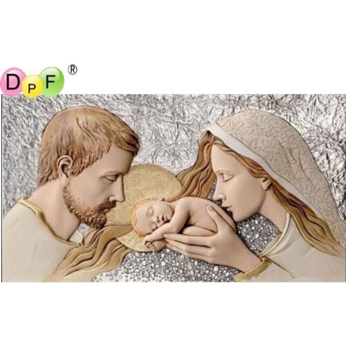 DPF 3d Crafts Real New Diy 3d Diamond Embroidery Painting Religion Virgin Mary & Jesus Set Mosaic Needlework Rhinestones Inlaid
