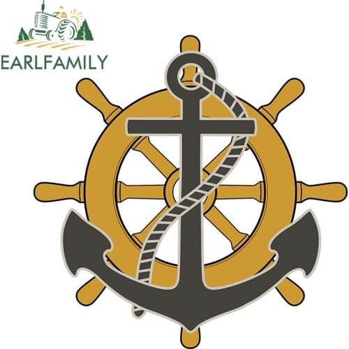 EARLFAMILY 13cm x 13cm for Wooden Anchor Vinyl Car Stickers Waterproof Anime Scratch-proof Decoration Personality JDM Decal