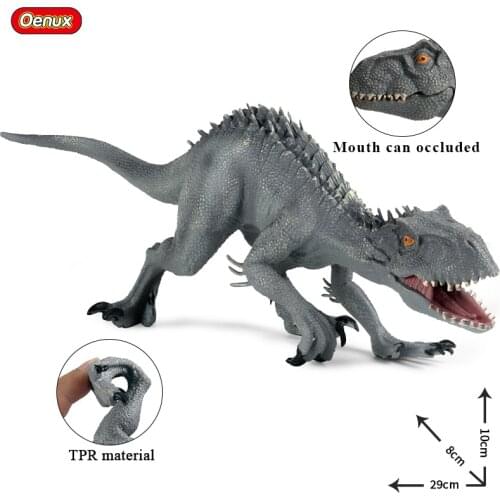 Oenux 29*8*10cm Savage Indominus Rex Velociraptor Action Figures Jurassic Dinosaurs Animals Model Open Mouth PVC Toy Kids Gift