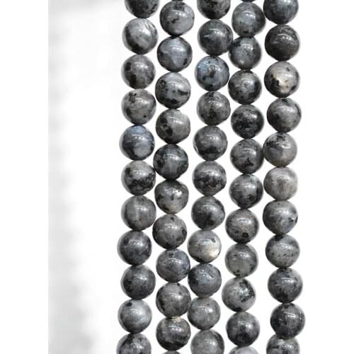 FLTMERH-Natural Stone Beads Labradorite Larvikite Round Loose Beads for Jewelry Making 15.5inch/strand Pick Size 4 6 8 10 12mm