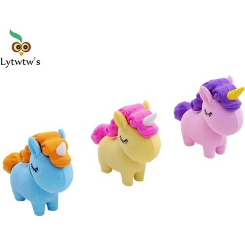 1 PCS Cute Kawaii Unicorn Pencil Student Stationery School Office Supplies Children Erasers For Kids Gift Creative Rubber Eraser