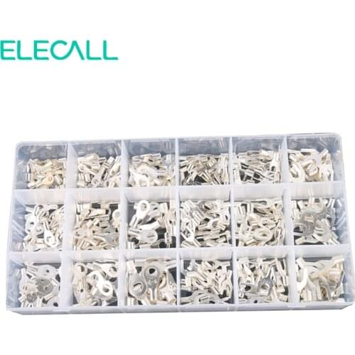 420Pcs/Box 18 In 1 Terminals Non-Insulated Ring Fork U-type Terminals Assortment Kit Cable Wire Connector Crimp Spade Set Lug