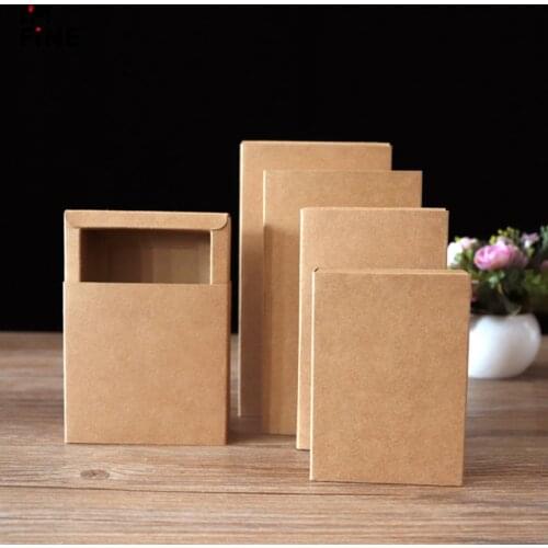 Brown Packaging Drawer Box For Gift, Kraft Paper Shoes Clothes Jewelry Sliding Gift Boxes Carton Folding Storage Box