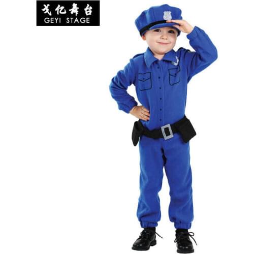 Halloween Boy/Girl Policemen Costumes Children Cosplay Army Police Uniform Clothing Set Long Sleeve Fighting Performance Uniform