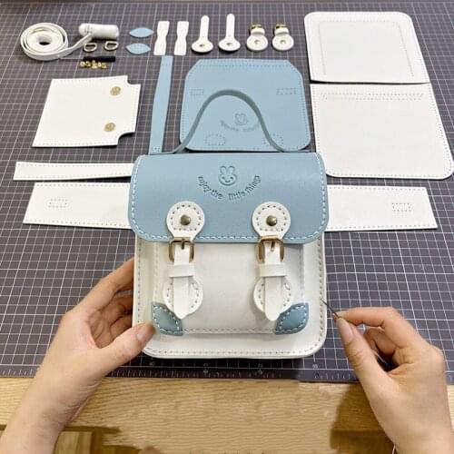 Leather Bag Handmade DIY Woven Material Bag Girlfriend Valentines Day Gift Sewing Home Decor Leathercraft Diagonal Square Bag