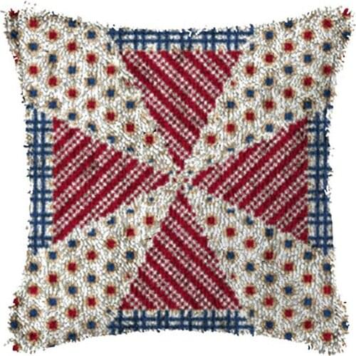 Latch Hook kits Pillow Red plaid Diy Handmade Printed Canvas Cushion Latch Hook Kits DIY Unfinished accessories