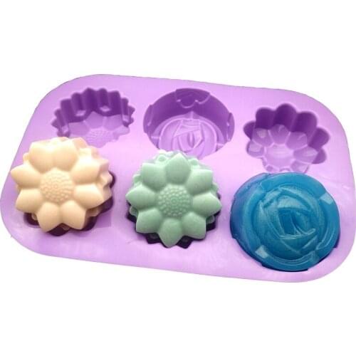 2020 Hot 6 Flower Silicone Cake Mold Handmake DIY Bread Mould Silicone Moulds for Cake Mooncake Mold Cake Tools