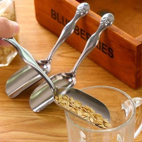 1PC Gossy Stainless Steel Chinese Mini Tea Leaves Shovel Teaspoon Silver Powder Coffee Scoops Tea Spoon Spatula Tea Accessories