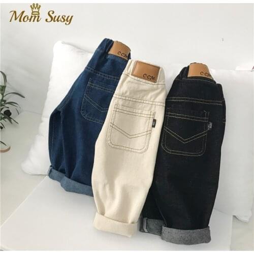 Baby Boy Jean Pants Cotton White Blue Black Infant Toddler Children Jeans Denim Trousers Long Baby Boys Loose Pant Clothes 1-5Y