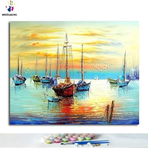 Paint by number, paint paint, ride the wind and waves pattern, paint home decorations digitally according to pictures