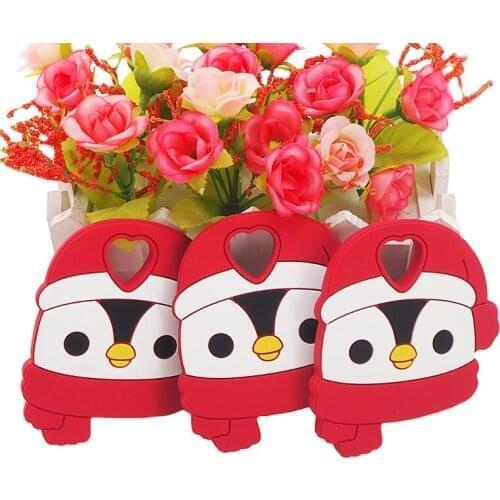 Chenkai 10PCS Christmas doll Teether Baby Teething BPA Free Sensory Pacifier DIY Infant Necklace Pendant Teething Chewing Toy