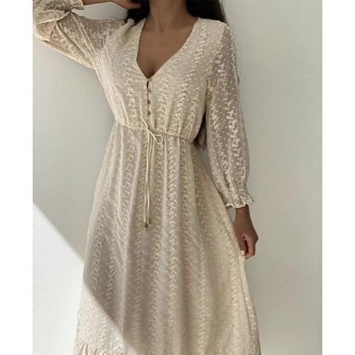 Foridol Flower Embriodery Autumn Winter Chiffon Maxi Long Dress Vestidos Long Sleeve Button Up Elegant Office Ladies Sash Dress