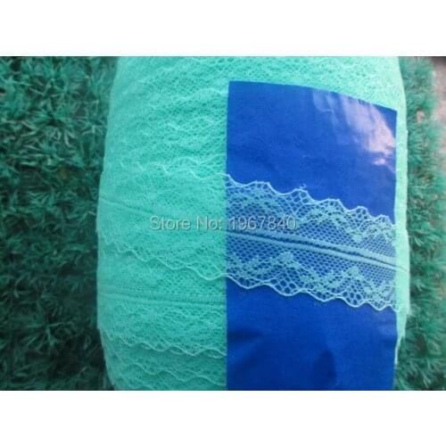 38 mm width of Blue green lace fabric 10 yards / lot DIY clothing accessories Ribbon lace embroidery on both sides