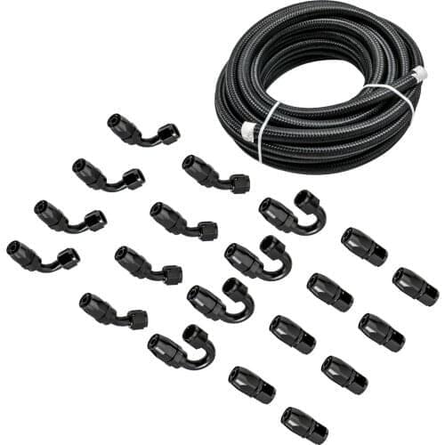 AN8 Racing Hose Stainless Steel Braided PTFE Brake Hose Fuel Oil Line Oil Cooler Hose Pipe 45 90 180 degree fitting End Adaptor