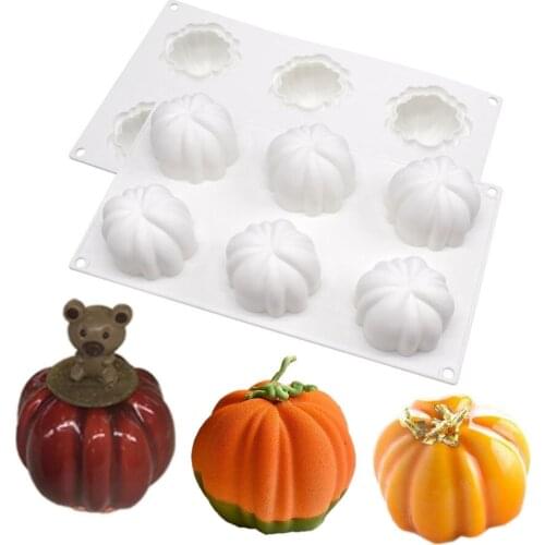 Halloween 6 Cavity Silicone Pumpkin Cake Mold For Baking Moule Mousse DIY Pastry Decorating Tools Dessert Chocolate Mould