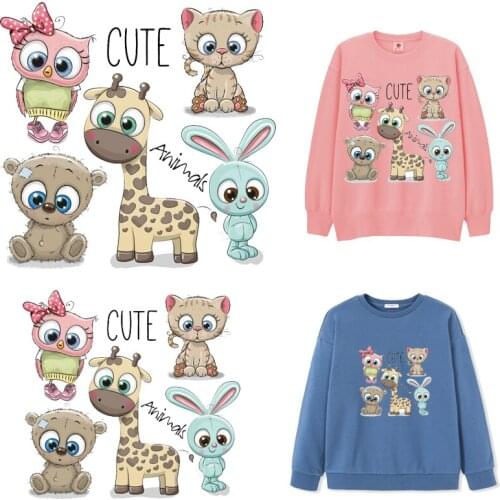 Cute Animals Patches Thermal Stickers on Clothes Iron-on Transfers for Clothing Thermoadhesive Patch Diy Applique for Kids Boys