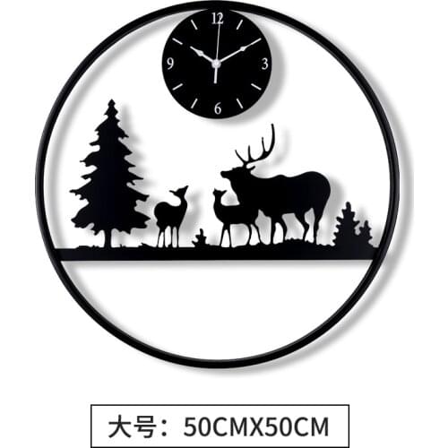 Modern Creative Arts Living Room Wall Clock Individuality Creative Fashion Clock Milu Deer Forest Design Metal Wall Clock