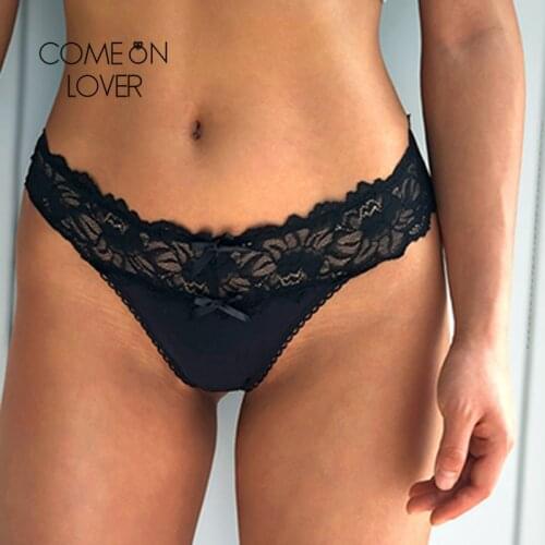 Comeonlover Low-waist Women Brifes Lingerie Lace Straps Embroidery Intimates Stitching Thong Panties Breathable Underwear PI5186