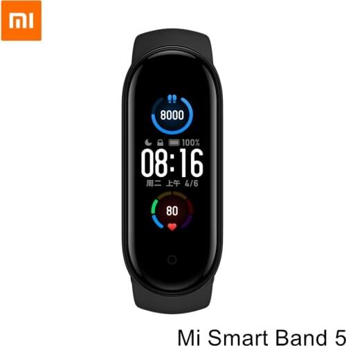 Xiaomi Mi Smart Band 5 Bluetooth 5.0 AMOLED 2.5D 1.1" Color Screen Heart Rate Sensor 5ATM Waterproof Miband Bracelet Mi Fit APP