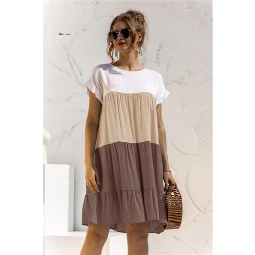 Girls Spring and Summer Casual Color Matching Loose Dress New