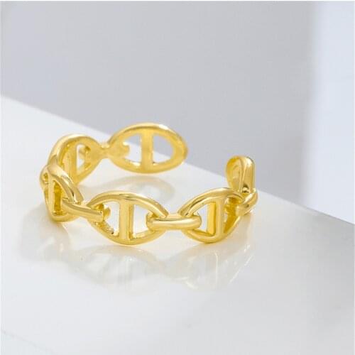 Vintage Gothic Chunky Midi Ring Women Girl Adjustable Opening Hog Snout Hollow Ring Antique Jewelry Accessory