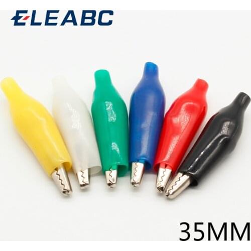 12Pcs Insulation Metal Alligator Clip Electric Test 35MM Lead colorful Red Black Blue Green White Yellow small crocodile clip