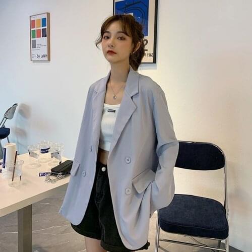 2021 Women Spring Autumn Jacket New Korean Female Casual Thin Suit Slim Commute Solid Coat Black Long-Sleeved Top Jacket YM259