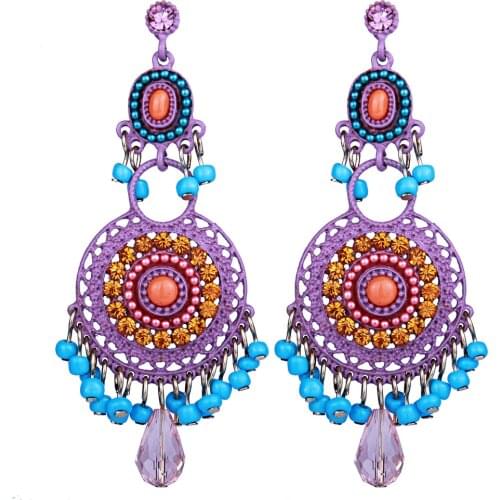 FARLENA Jewelry Handmade Resin Beads Tassel Drop Earrings Ethnic Bohemian long Earrings for Women