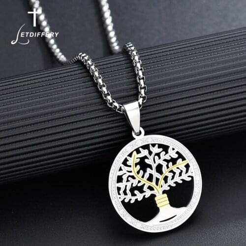Letdiffery Hollow Tree of Life Chain Necklaces Stainless Steel Plant Necklace for Women Collier Elegant Jewelry Gifts