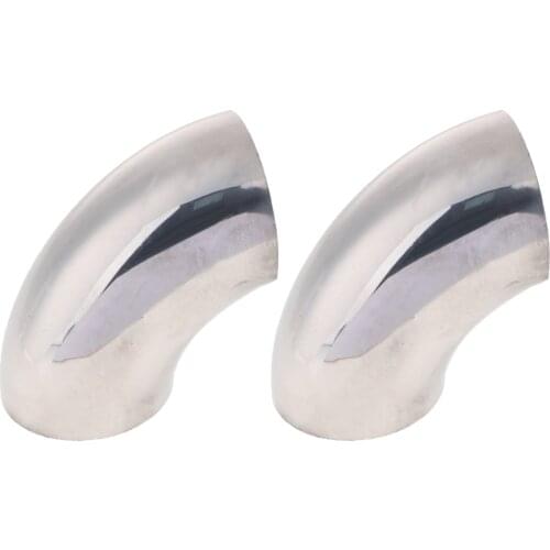 MagiDeal 2x 2.5In 201 Stainless Steel 90 Degree Bend 76mm Elbow Exhaust Pipe