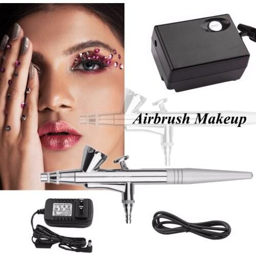 Airbrush Makeup Kit with Spray Gun Air Compressor 0.4mm Needles for Nail Arts and Body Painting ,Foundation and Shadow are more
