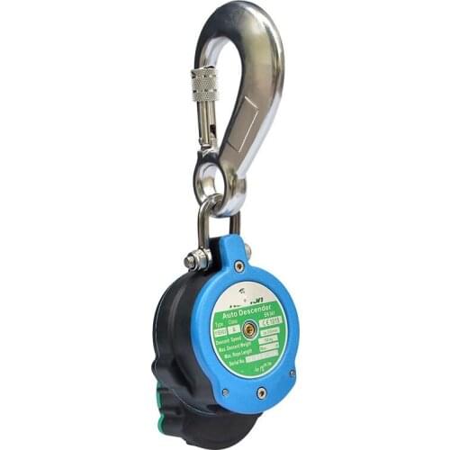 Auto descender for multi-person duty-cycle operation tall building escape life-saving rope lifting rigging hardware